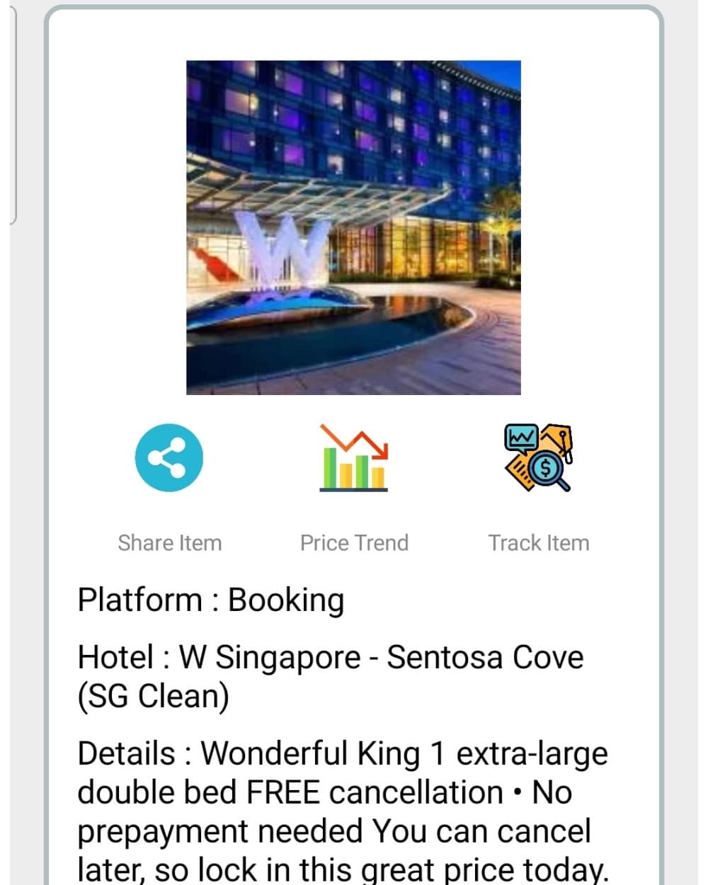 Deal Tracker SG : Booking.com price tracker